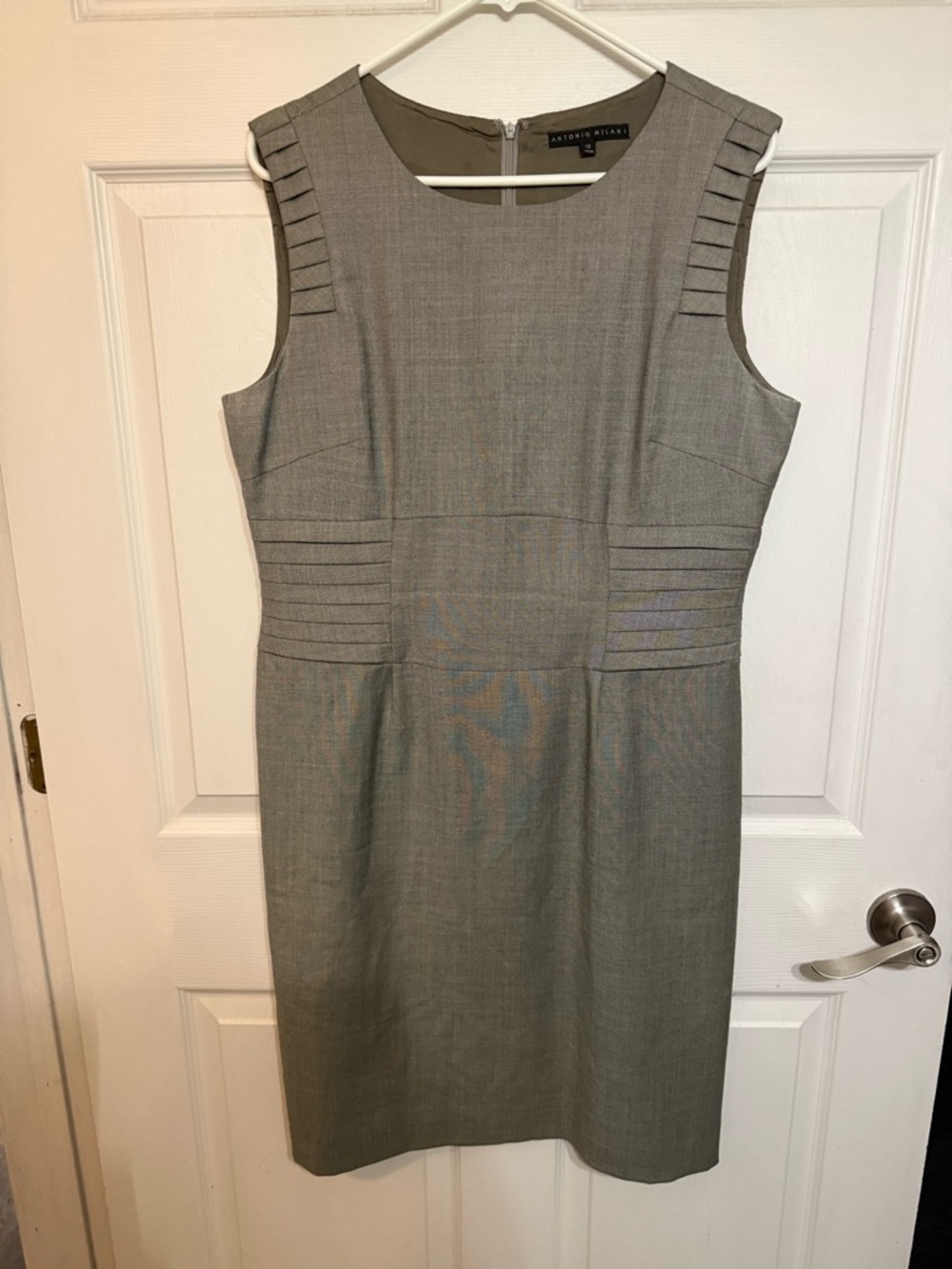 Antonio Melani Gray Pleated Waist Sheath Dress